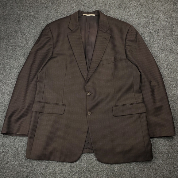 Burberry Blazer 44R Pinstripe Suit Jacket Sport Coat Brown Wool Luxury Formal - Picture 12 of 12